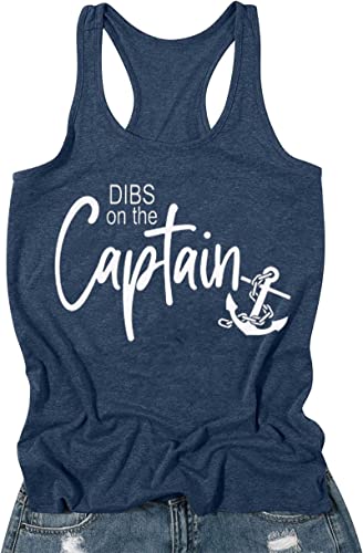 Dibs On The Captain Anchor Tank Shirt Women O Neck Loose Boat Anchor Graphic Tank Tee Beach Sleeveless Racerback Vest2