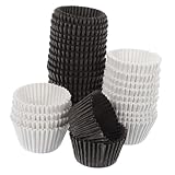 Hoement 1000 piezas Unidades Moldes de Papel para Cupcakes Grandes Blancos y Marrones Resistentes y Seguros para Mini Cupcakes Muffins y Postres Fiestas Bodas y Celebraciones