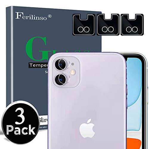 [3 Pack] Ferilinso Camera Protector for iPhone 11 Camera Protector, Bubble Free Tempered Glass Protection Film for iPhone 11 Camera Protector (Clear)
