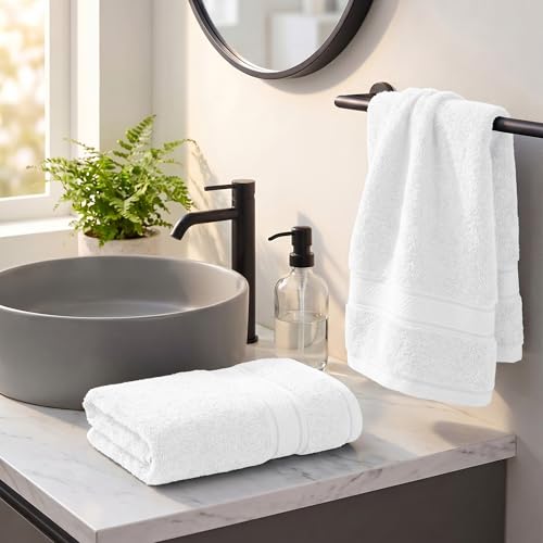 Image of MYTRIDENT Towels for Hand, Indulgence Collection, 100% Cotton Towels for Men /Women, 600 GSM, 2 Pc Hand Towel Set Luxury, 40 cm x 60 cm - Bright White