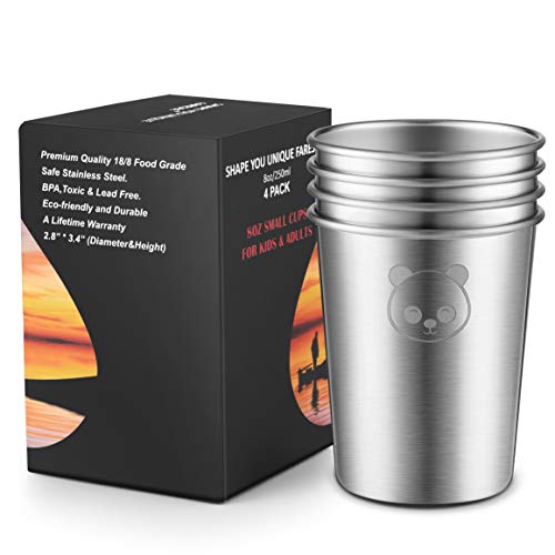 Stainless Steel Cups For Kids and Toddlers - Small Metal Drinking Cups