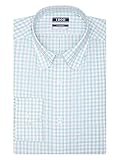 IZOD Men's Dress Shirt Regular Fit Stretch Check, Aqua, 15'-15.5' Neck 34'-35' Sleeve