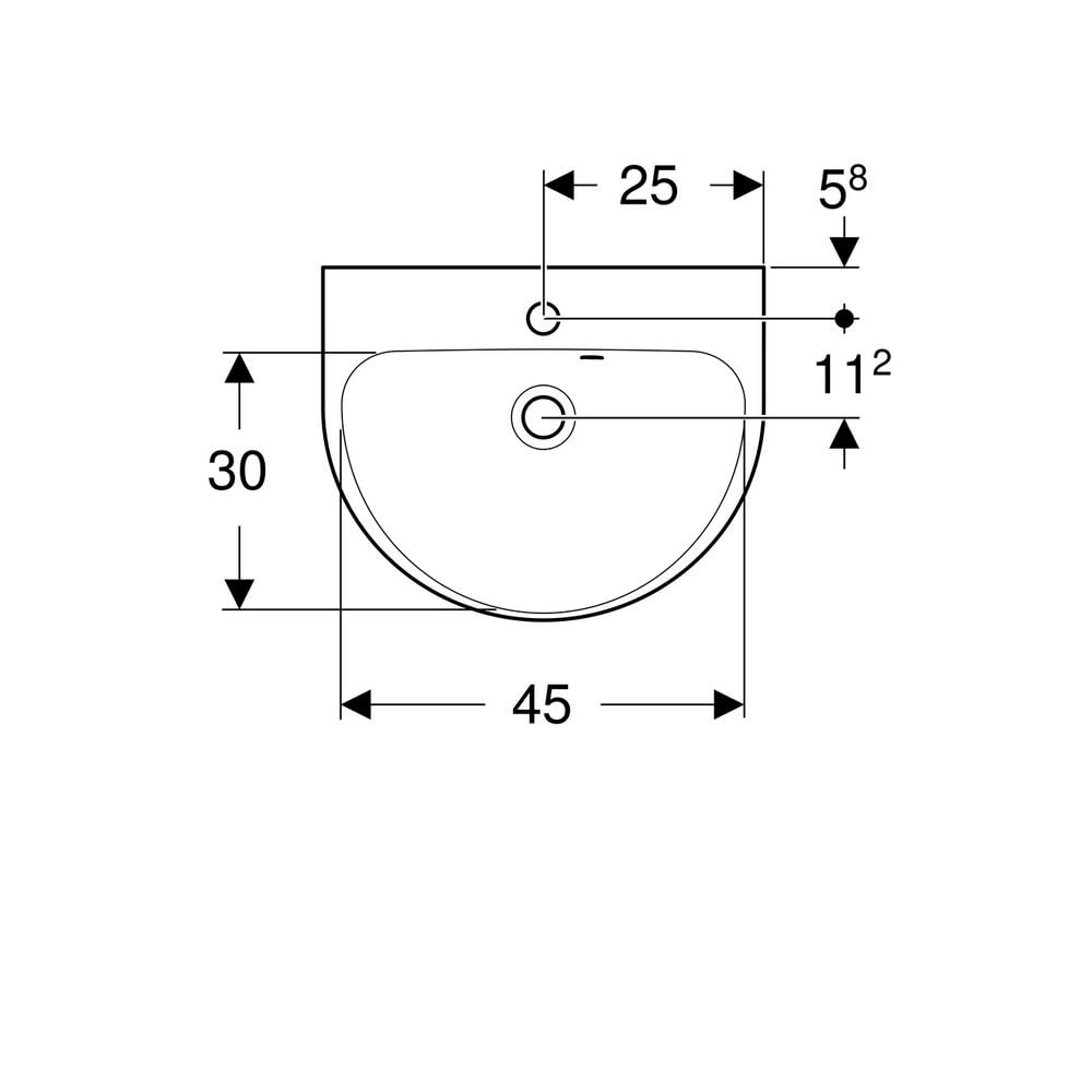 Geberit Renova Handwaschbecken, 1 Hahnloch, asymmetrischer Überlauf, Breite: 50cm, 500.376.01.8, Farbe: Weiß