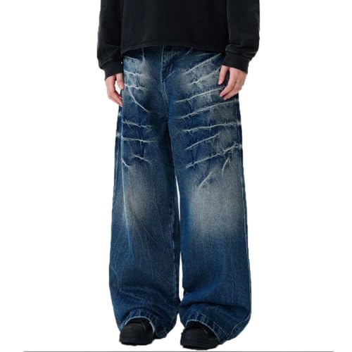 Mens Jeans Wide Leg Loose Fit Fashion Y2K Grunge Going Out Denim Pants2
