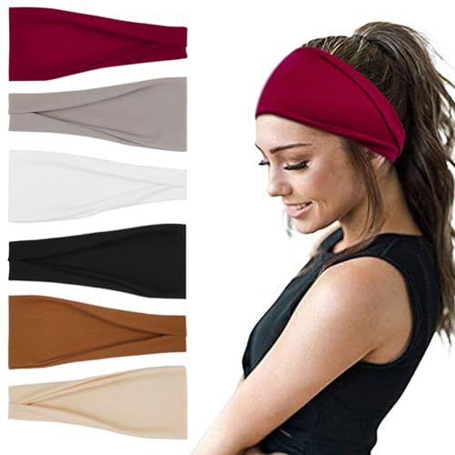 Image of YONUF 6 Pack Headbands for Women, Boho Wide Head Bands & Hair Accessories