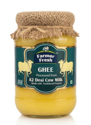 Image of Farmer Fresh 100% Pure A2 Cow Ghee (250ml) | Traditional Bilona Method Ghee from Fresh Cow Milk | Danedar Ghee for Healthy Cooking | No Preservatives & Chemical Free