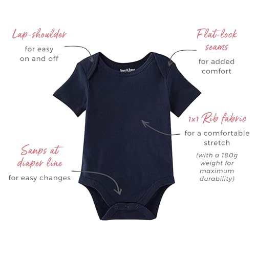 Image of Burt's Bees Baby Baby Bodysuits, 3-Pack Long & Short-Sleeve One-Pieces, 100% Organic Cotton