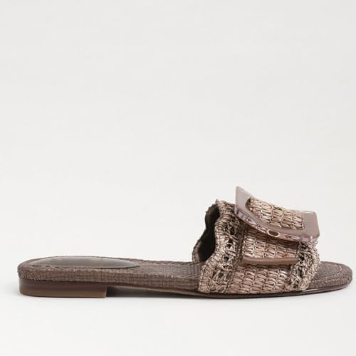 Image of ZJGZF Raffia Sandals for Women Buckle Straw flats Woven Braided Rattan Slides Summer Beach Sandals Comfort Cute Shoes