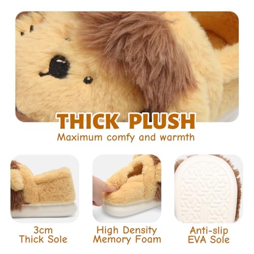 Lion Fuzzy Animal Slippers for Women & Men, Cute Fluffy Plush Warm House Couple Slippers, Winter3