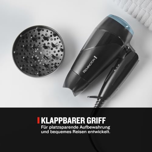 Remington Haartrockner [klein & klappbar & leistungsstark] On The Go (2000 W, weltweite Spannungsanpassung 120/220-240V… – Ansicht 2
