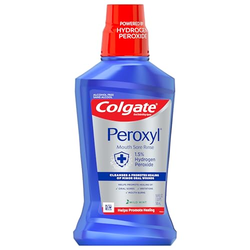 colgate peroxyl antiseptic mouthwash and mouth sore rinse 15 hydrogen peroxide mild mint - 500ml 169 fluid ounces