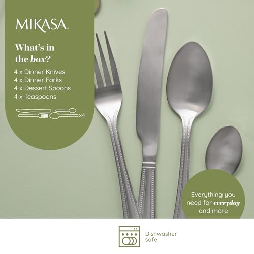 Mikasa Portobello 16pc Stainless Steel Cutlery Set, Gift Boxed, Silver - Image 3