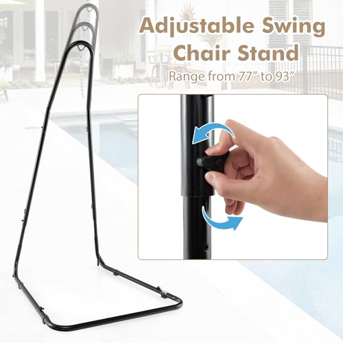 Image of Giantex Hammock Chair Stand Only, Heavy-Duty Metal Sensory Swing Stand w /Safety Hook & Sturdy Chain, Height Adjustable Hanging Chair Stand for Indoor, Outdoor, Patio, Yard, Poolside, 330 Lb Capacity