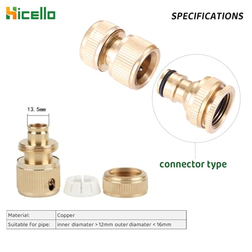 Hicello 4PACK Brass Garden Hose End Quick Connectors for 1/2-inch Graden Hose Pipe - Image 2