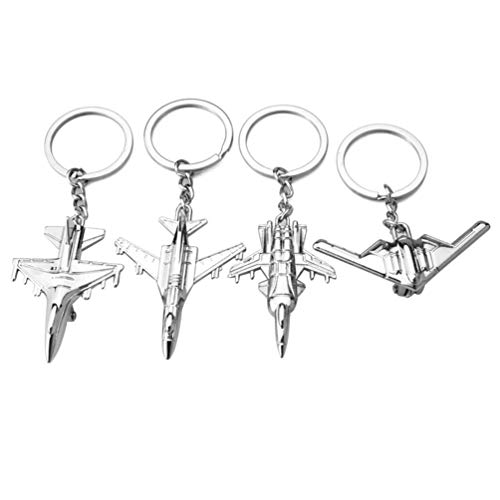 NUOBESTY Keychain Key Ring Metal Key Tag Mini Aviation Airplane for Boys Mens Friends Worker Family Friends 4pcs