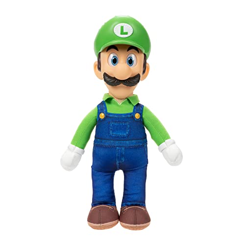 Super Mario Movie - Peluche Luigi 38cm - Jouet Articulé et Posable - Licence Officielle Nintendo -Jouet avec Détails Hautes Qualité pour Fans De Mario -...