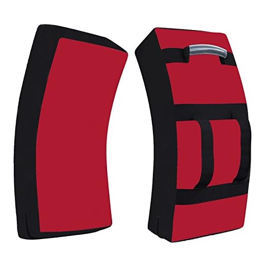 Roar Strike Shield MMA Kickboxing Hook & Jab Curved Training Muay Thai Mitts Arm Pad (Red/Black, Pair)
