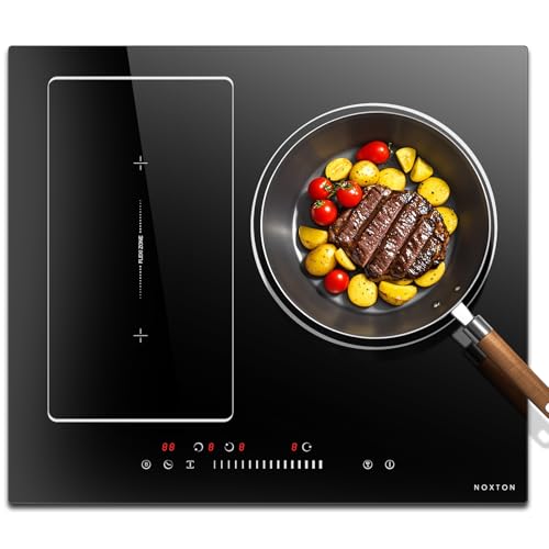 NOXTON Placas Induccion 3 Fuegos, 60 cm, Zona Funcionales Flexibles, Funcion Boost, Sin Enchufe, Control Táctil, Placa de Inducción Integrada, Bloqueo Para Niños, Temporizador, 6800 W
