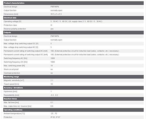 Carus Tool IFM MR0102 T-Slot Cylinder Sensor with Reed Contac 5~50 AC / 5~60 DC PNP/NPN