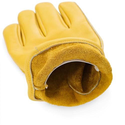 image for DULFINE Leather Work Gloves for Men & Women, Reinforced Durable Garden