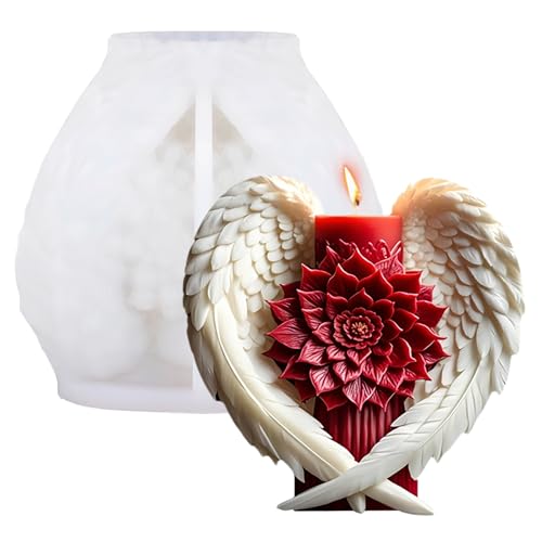 FYting Moldes para Velas,Moldes de Silicona para Velas,3D Moldes Silicona Manualidades, Aromaterapia, Creación de Yeso, para Navidad, Día de La Madre, DíA de San Valentín (Flores de Alas)