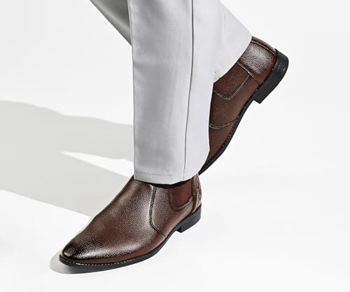 Image of LOUIS STITCH Men's Mid-Top Ankle Chelsea Boots| Dual-Tone Slip-On Boots for Men | Perfect for Business, Formal & Casual Wear | LSNRGPDCL