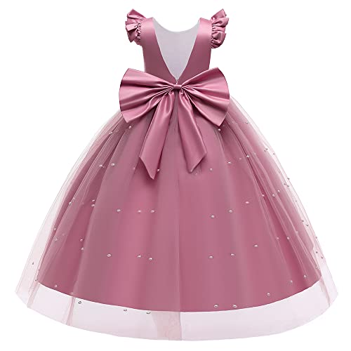 Girls' Special Occasion Dresses Size8 Ankle Length Sleeveless Satin Princess Maxi Gown 8-9 Years Pink #TOP25