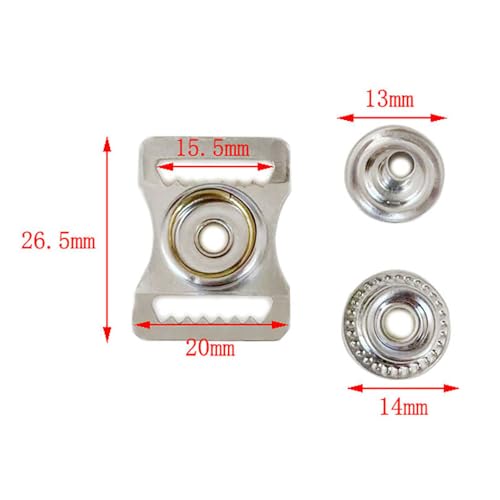 ZCZQC 10Set Sports Helmet Stainless Steel Snap Buckle 15mm Chin Strap Repair Kit Webbing Adjustment for Football Baseball Hockey Helmet Goggles