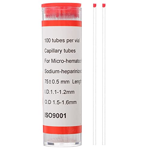 UKCOCO Tubos de laboratorio capilares, 100 tubos capilares de 75 mm tubo capilar micro hematocrito tubo capilar de vidrio tubo de fusión de la muestra de suministro