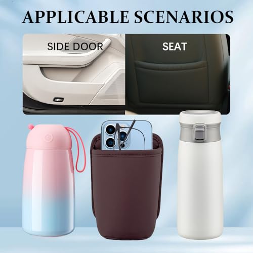 Portavasos grande para puerta de carro, sujetador universal cuero miniatura 7