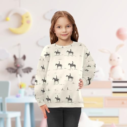 JUNZAN Western Cowboy Horse Wilderness Little Girls Sweatshirts Hoodies Crewneck Outerwear for Kids Athletic 4T 5