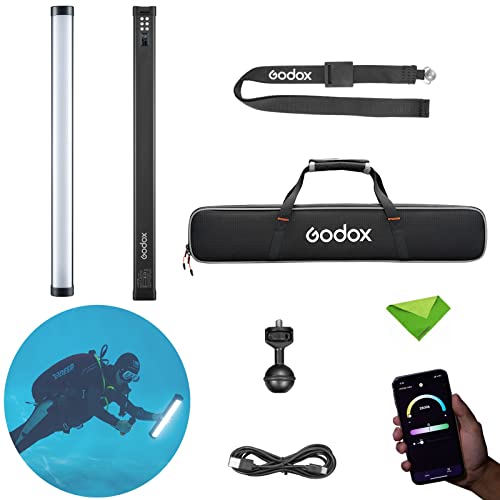 Godox WT60D 64CM �_�C�u ���C�g �X�e�B�b�N �h�����C�g �����h�A40m IP68 LED �r�f�I ���C�g 13 FX ���C�g���� CCT 5600K±300K TLCI?96 CRI?96 Bluetooth �R���g���[�� �r�f�I ���C�g