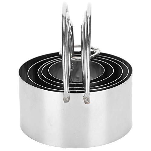 AKLOSIPY Juego de Cortadores Redondos de Acero Inoxidable de 5 Piezas con Ergonómico para Hornear Galletas, Frutas, Pasteles y Más