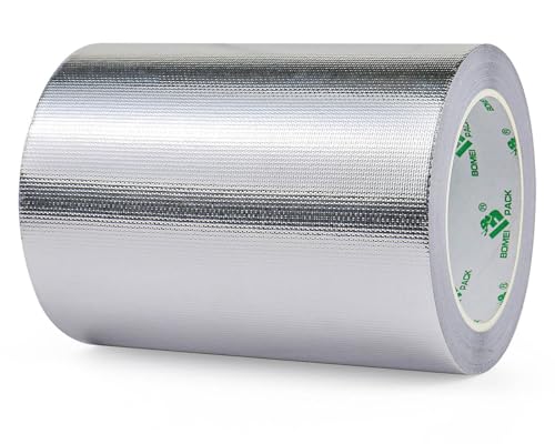 Image of BOMEI PACK Adhesive Aluminum Foil Heat Shield Tape 1 Pack 6inch x 66ft,Barrier Fiberglass Thermal Insulation Reflective Material High Temp Protectionn