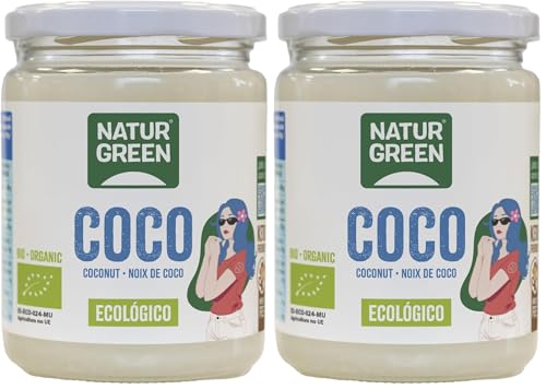 NATURGREEN Aceite de Coco Bio, Virgen Extra, Ideal para Cocinar, Hidrata Piel y Cabello, Ingredientes Naturales, Apto para Veganos, 430 ml/ 400 Gramos (1 Unidad) (Paquete de 2)