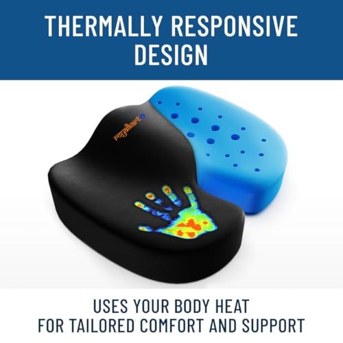 Image of Royalkart Ultimate Coccyx Seat Cushion with Cooling Effect Memory Foam & Orthopedic Design for Tailbone and Lower Back Pain, Muscular Stress, Ergonomic U-Shaped Hip Support Pillow