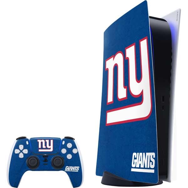Skinit Decal Gaming Skin Compatible with PS5 Bundle - Officially Licensed NFL New York Giants Distressed Design