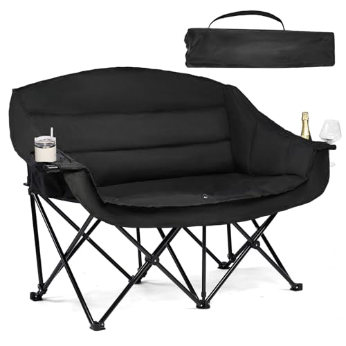 Image of Double Camping Chair Loveseat -2 Person Oversized Padded Outdoor Camp Couch