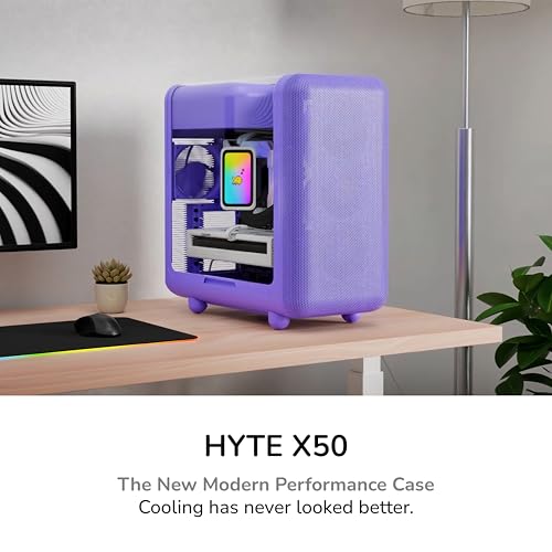 Image of HYTE X50 - Modern Performance ATX Mid-Tower Gaming PC Case - Optimized High Airflow Chassis - 4mm Thick, Curved, Laminated Acoustic Glass - Micro Mesh Panel w Sturdy Stamped Steel - Taro Milk (Purple)