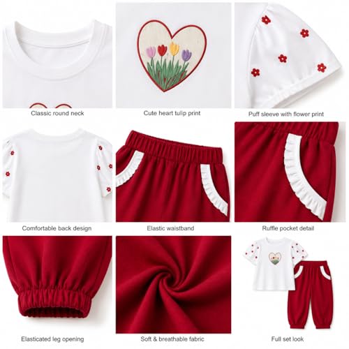 Image of Bold N Elegant Girls Floral Print Balloon Sleeve T-Shirt Top and Capri Shorts Summer Clothing Set for Infant Toddler Baby Girls
