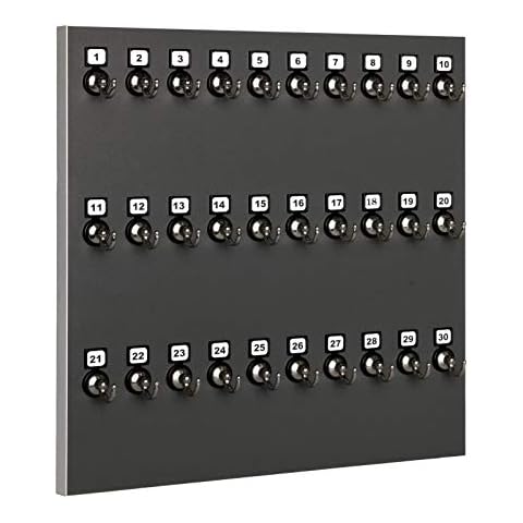 Stand Company Key Rack, Key Holder #30MNS, 30 Bolted Metal Numbered Hook with Hidden Hangers (30 Sets of Tag & Ring Included) - Made in USA Cover