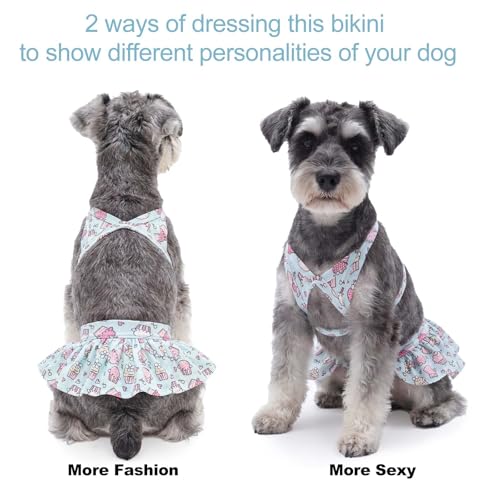 Image of CuteBone Dog Bikini Dress, Stylish Swimsuit Costume for Small Dogs, Comfortable & Adjustable Puppy Bathing Suit, Soft Outfit Pet Apparel for Beach, Pool and Summer Fun DB40XS