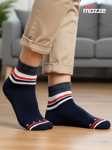 Image of Orbit Ankle Length Socks for Men |Made With Durable & Breathable Cotton | Ideal for Gym, Running, Office | 3 Pair -Multicolor