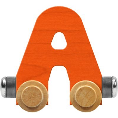 Maple LandmarkNameTrains Bright Letter Car A - Made in USA (Orange)