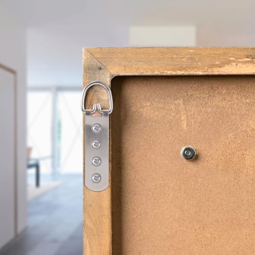 Image of ANCIRS 6 Pcs Super Heavy Duty Extra Large Strap Hanger, 4 Hole D-Ring Picture Hanging Hardware, Heavy Duty D Ring Picture Hangers with 24pcs Screws for Picture, Frame