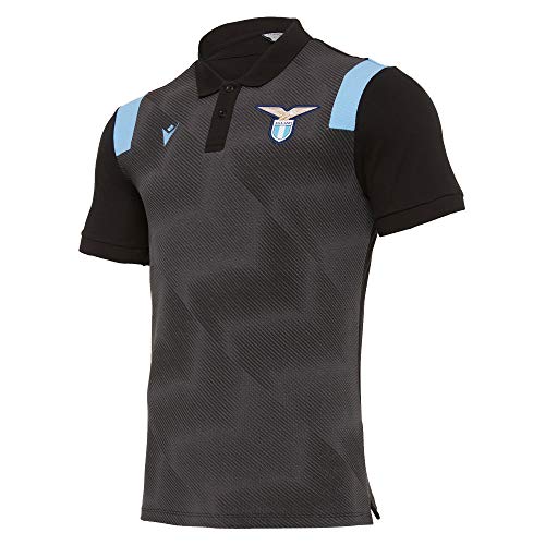 Macron SSL M20 Polo Cotone Piquet Ufficiale Pregara NER/Celf Mm SR, SS Lazio 2020/21 Uomo, Nero, S