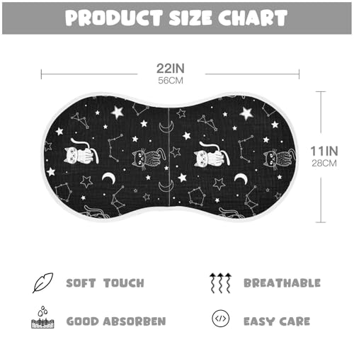 J JOYSAY Galaxy Cats Black Baby Burp Cloths for Boys Girls Large 22''x11'' Cotton 4 Layer Milk Spit Up Rags for Infant Newborn one sizex42