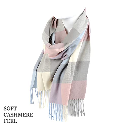 Image of Nollia Plaid Fall /Winter Scarf for Men & Women-Plaid Color Cashmere Feels Acrylic Scarves