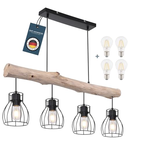 bmf-versand® Hängelampe Esstisch Holzbalken Vintage mit LED -...