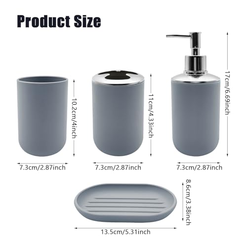 Wbjkzjd WBJKZJD-BAS Bathroom Accessory Set, 4 Pcs Shatter-Resistant Resin Bathroom Accessories Set Include Lotion Soap Dispenser Toothbrush Holder Soap Dish Modern Bathroom Decor thumb #3